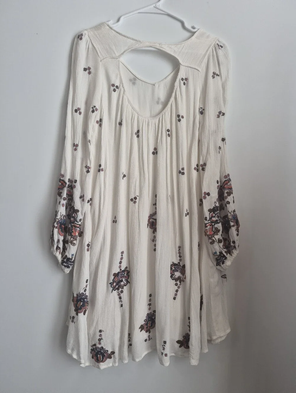 Free People Electric Garden Embroidered Ivory Mini Dress XS Boho